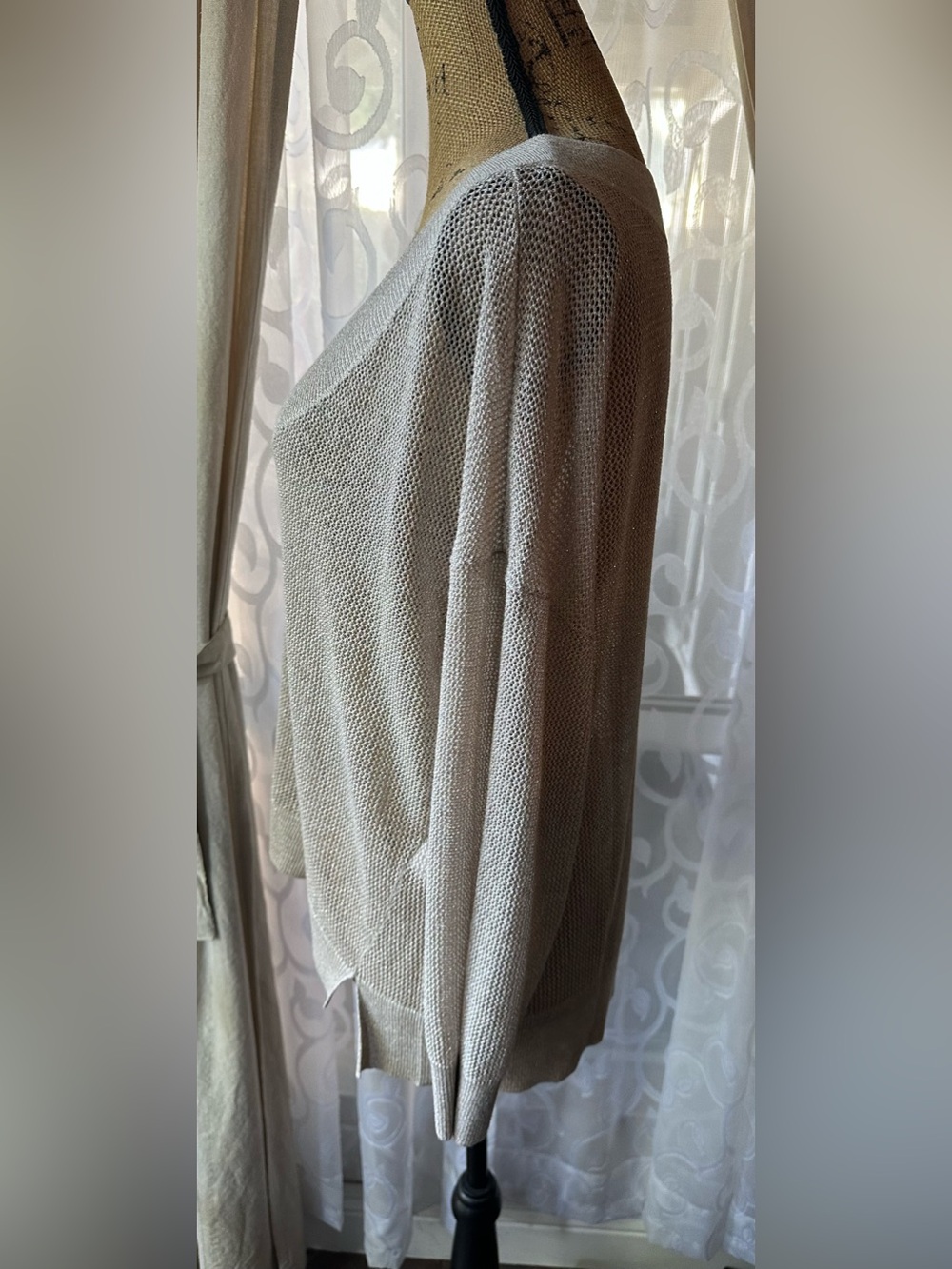 White House Black Market Metallic Mesh Sweater - Picture 7 of 12